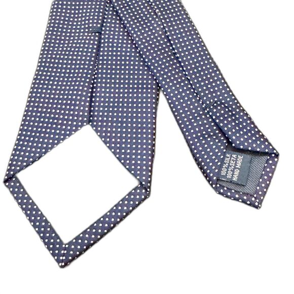 Vitali Italy 100% Silk Handmade Tie Navy Blue White Polka Dot Necktie 58 x 3.25 - Picture 4 of 8
